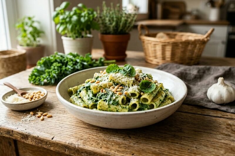 20-Minute Creamy Garlic and Kale Pasta